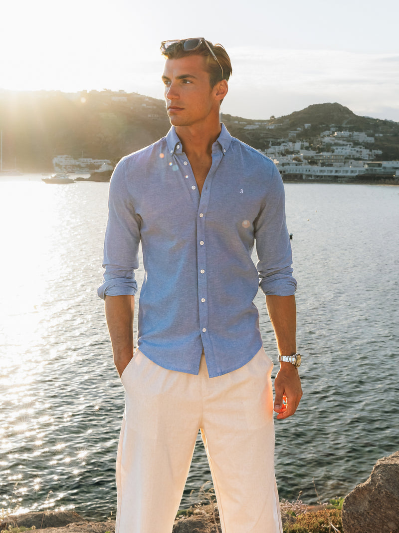 Rowan Long Sleeve Cotton Shirt - Blau