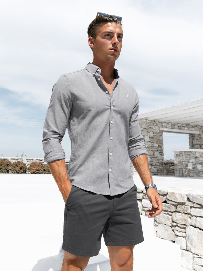 Rowan Long Sleeve Cotton Shirt - Grey
