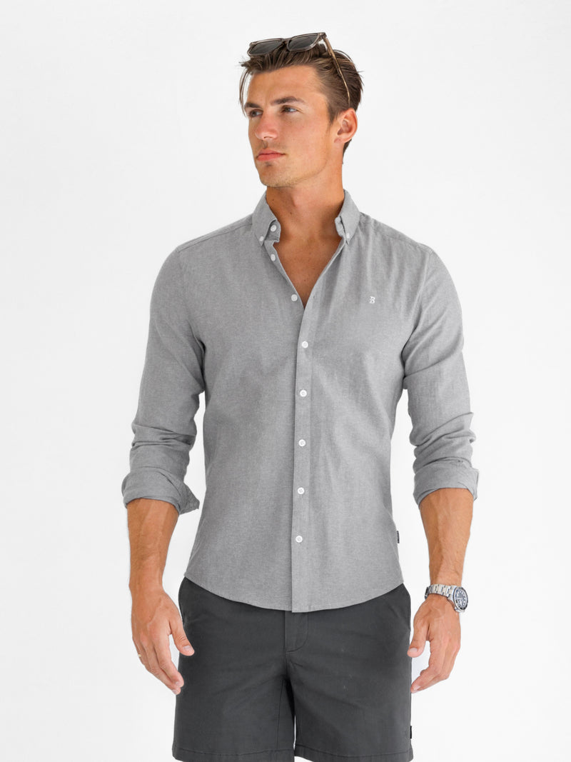 Rowan Long Sleeve Cotton Shirt - Grau