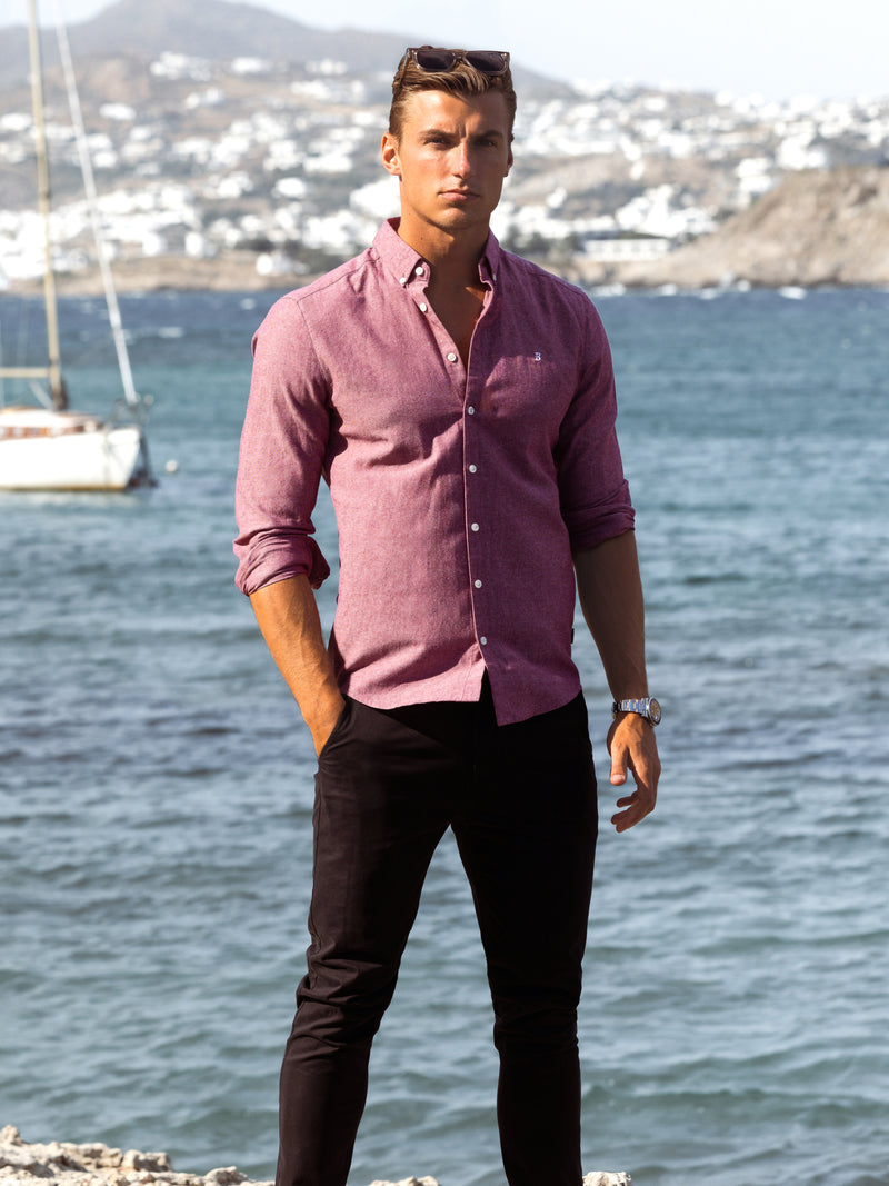 Rowan Long Sleeve Cotton Shirt - Dunkelrosa