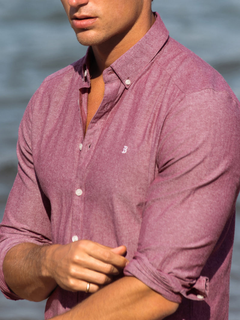 Rowan Long Sleeve Cotton Shirt - Dunkelrosa