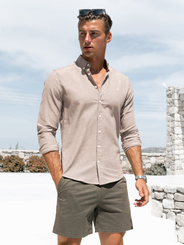 Rowan Long Sleeve Cotton Shirt - Sand