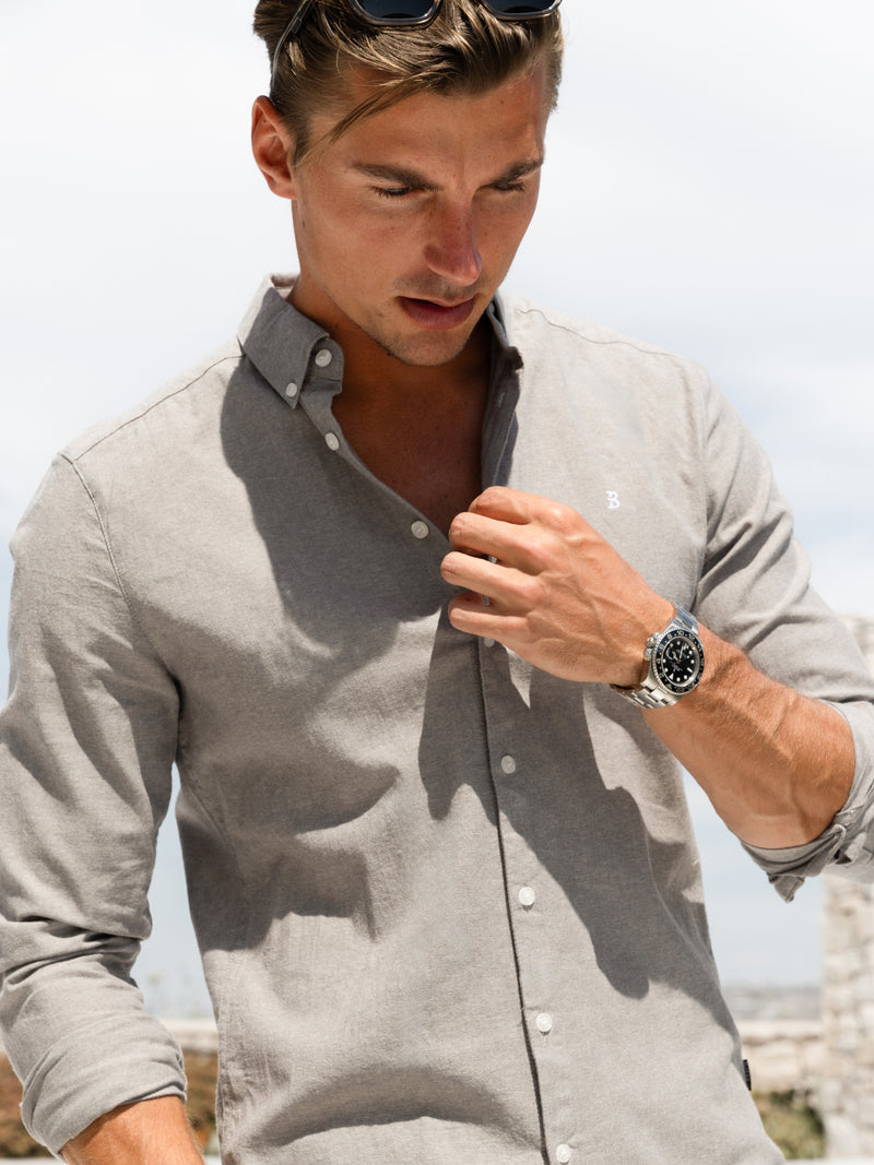 Rowan Long Sleeve Cotton Shirt - Warmes Grau