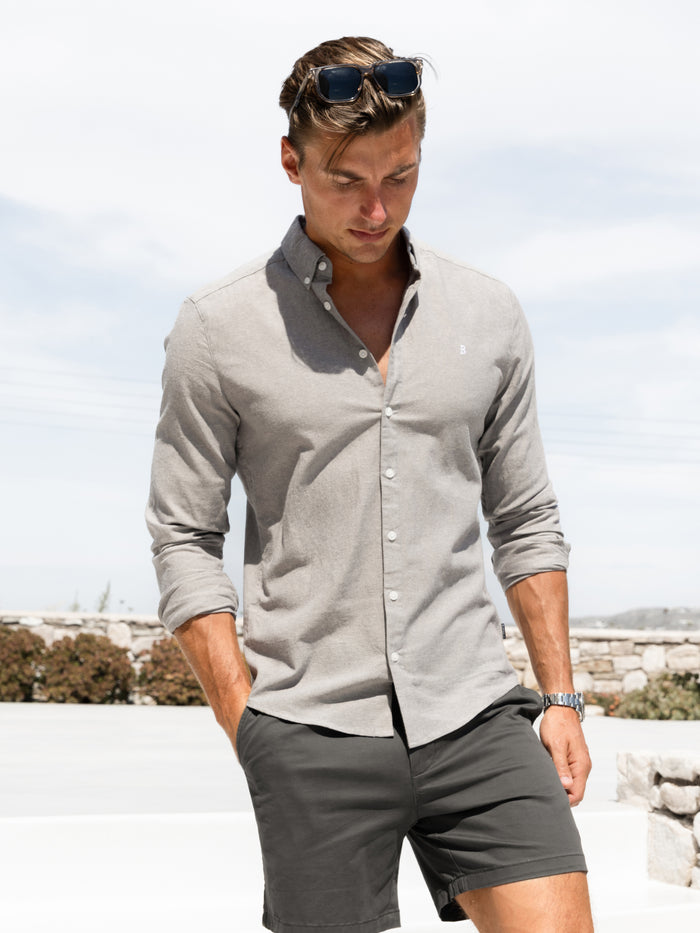 Rowan Long Sleeve Cotton Shirt - Warmes Grau
