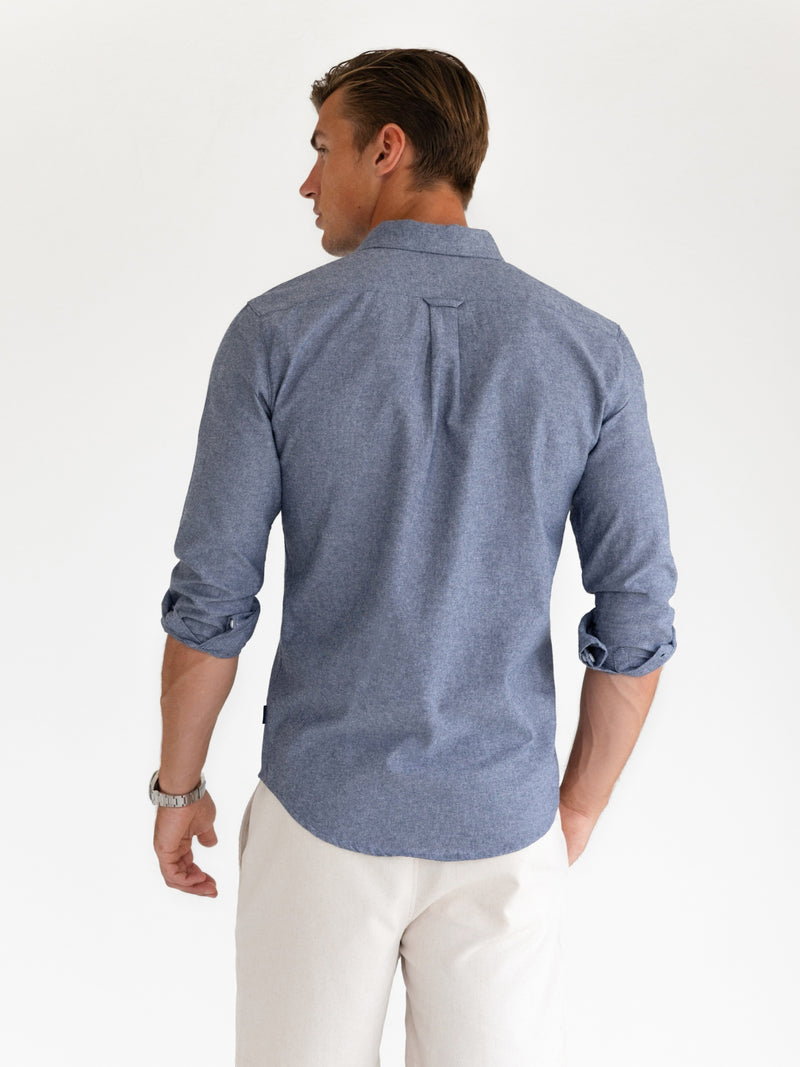 Rowan Long Sleeve Cotton Shirt - Gewaschenes Marineblau