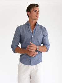 Rowan Long Sleeve Cotton Shirt - Gewaschenes Marineblau