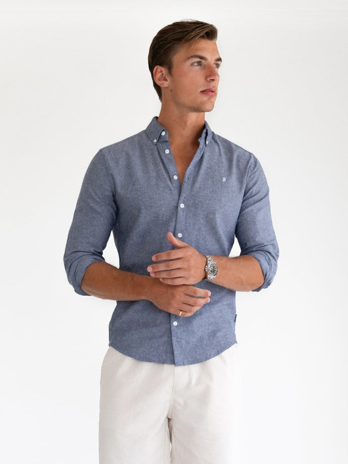 Rowan Long Sleeve Cotton Shirt - Gewaschenes Marineblau