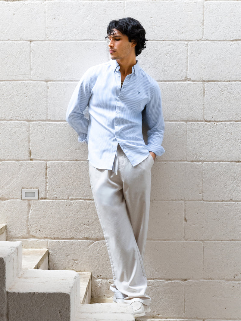 Conrad Long Sleeve Stripe Shirt - Light Blue