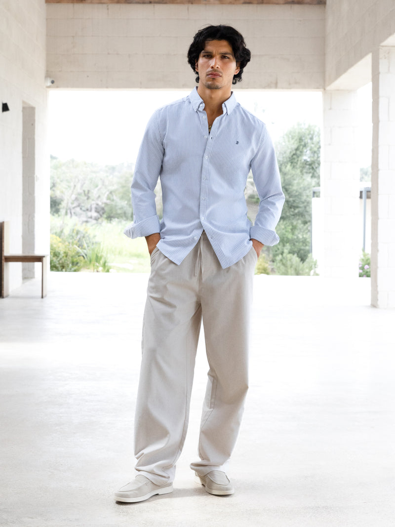 Conrad Long Sleeve Stripe Shirt - Light Blue