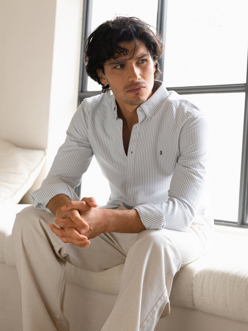Conrad Long Sleeve Stripe Shirt - Grey