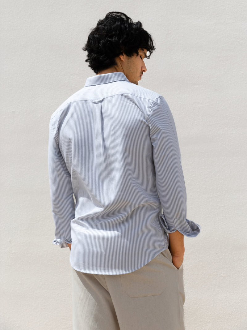 Conrad Long Sleeve Stripe Shirt - Grey