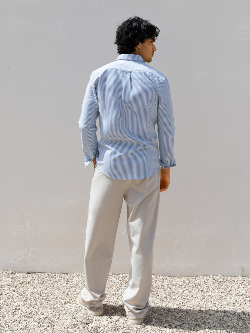 Conrad Long Sleeve Stripe Shirt - Navy