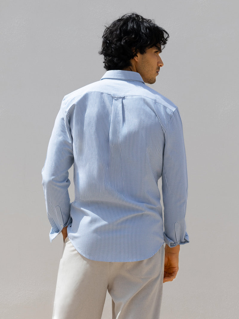 Conrad Long Sleeve Stripe Shirt - Navy