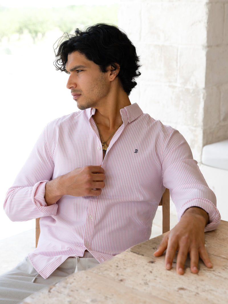 Conrad Long Sleeve Stripe Shirt - Pink