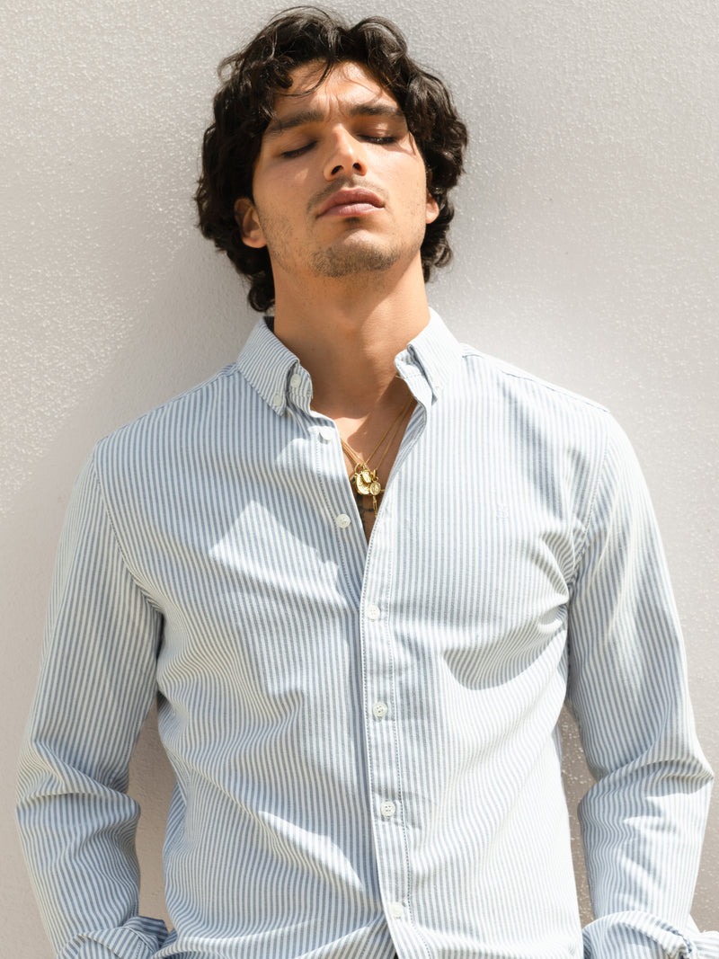 Conrad Long Sleeve Stripe Shirt - Teal