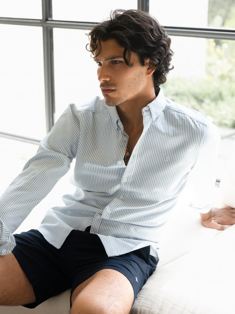 Conrad Long Sleeve Stripe Shirt - Teal