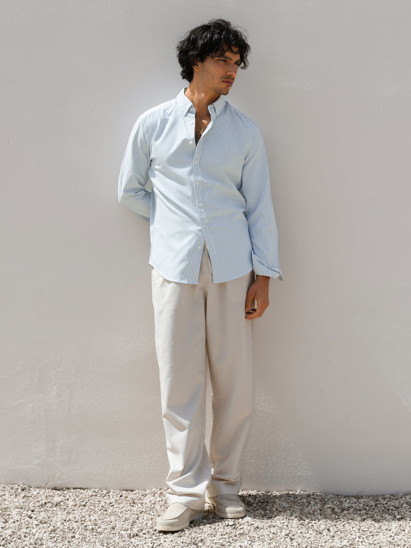 Conrad Long Sleeve Stripe Shirt - Teal