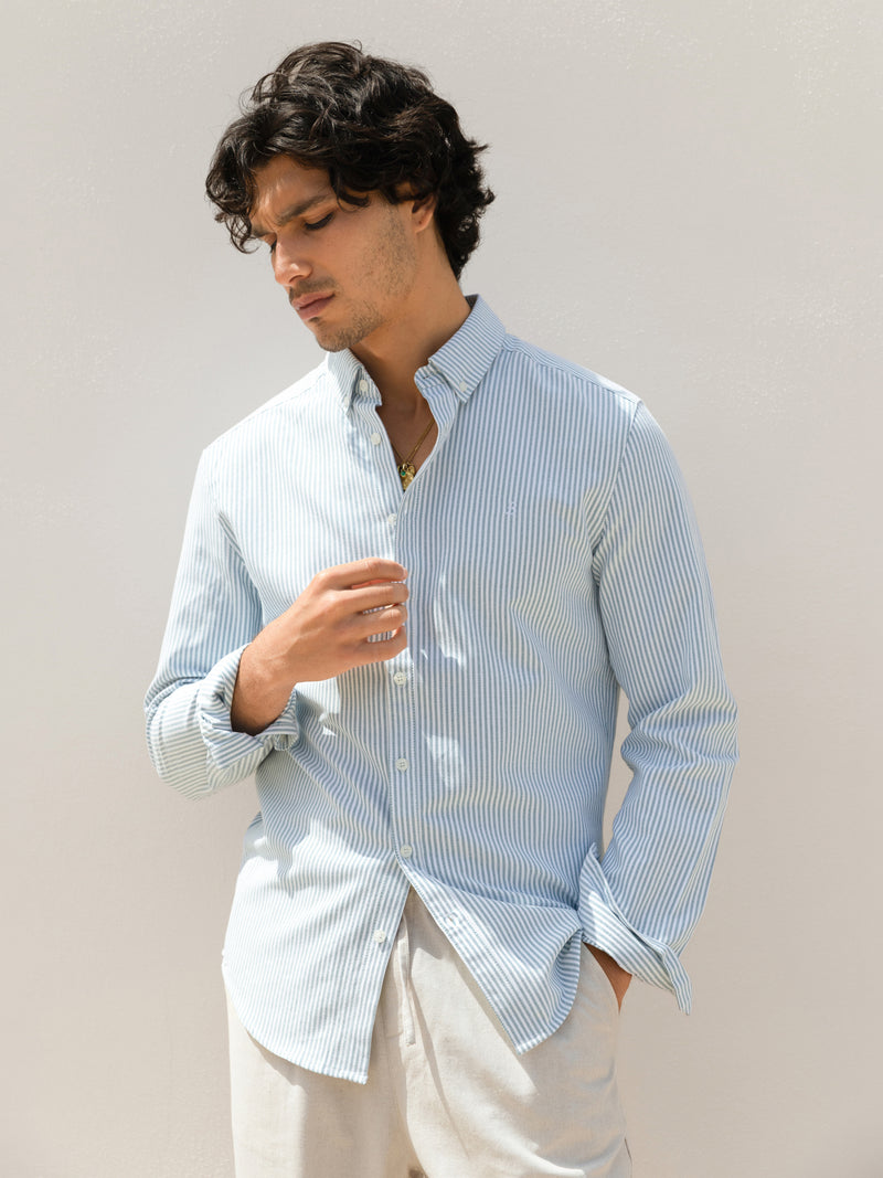 Conrad Long Sleeve Stripe Shirt - Teal
