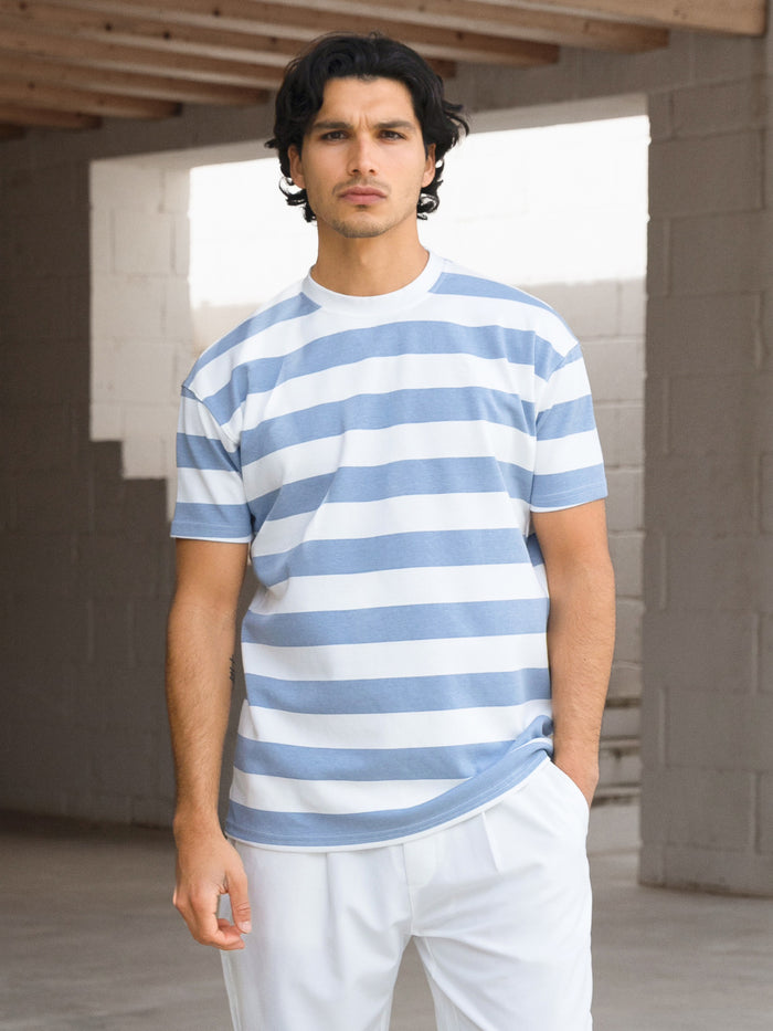 Conrad Relaxed Stripe T-Shirt - Hellblau