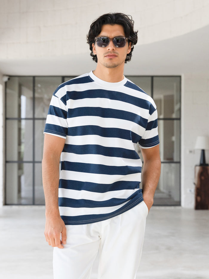 Conrad Relaxed Stripe T-Shirt - Echte Marine