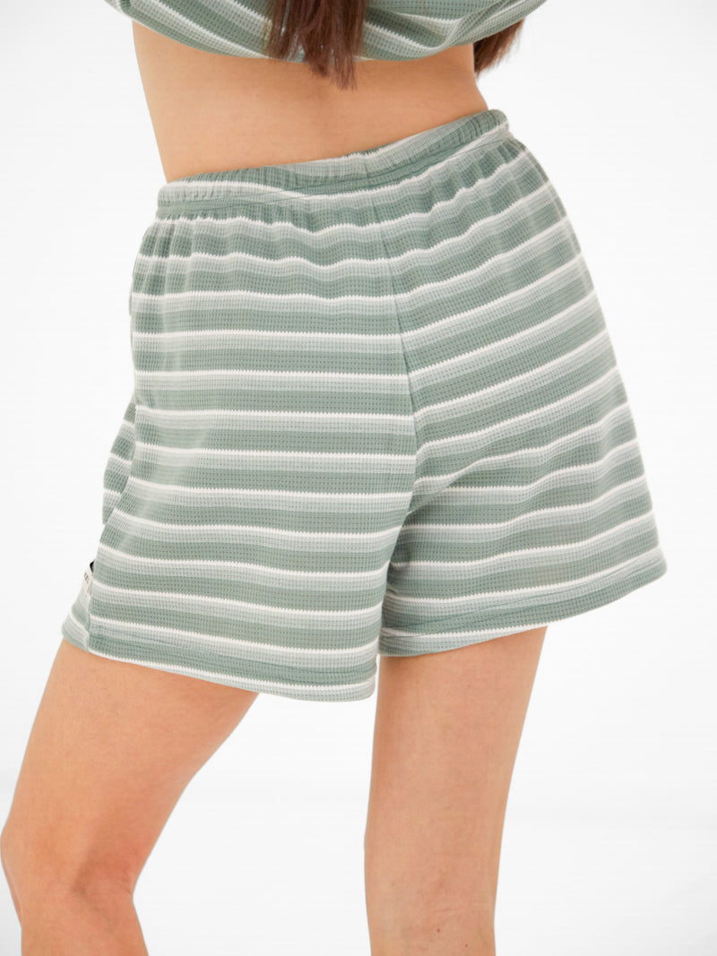Soft Stripe Waffle Shorts - Groene streep