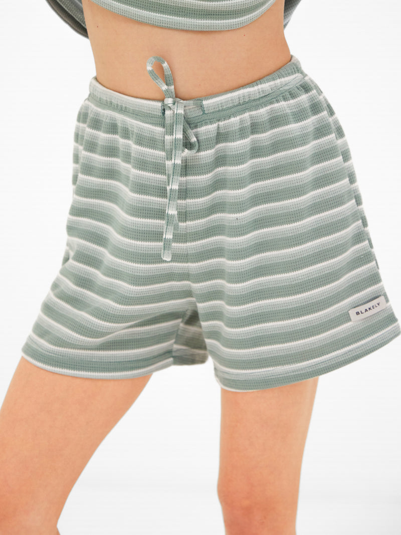 Soft Stripe Waffle Shorts - Groene streep