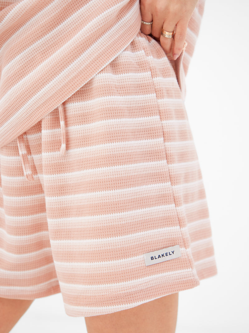 Soft Stripe Waffle Shorts - Hellbrauner Streifen