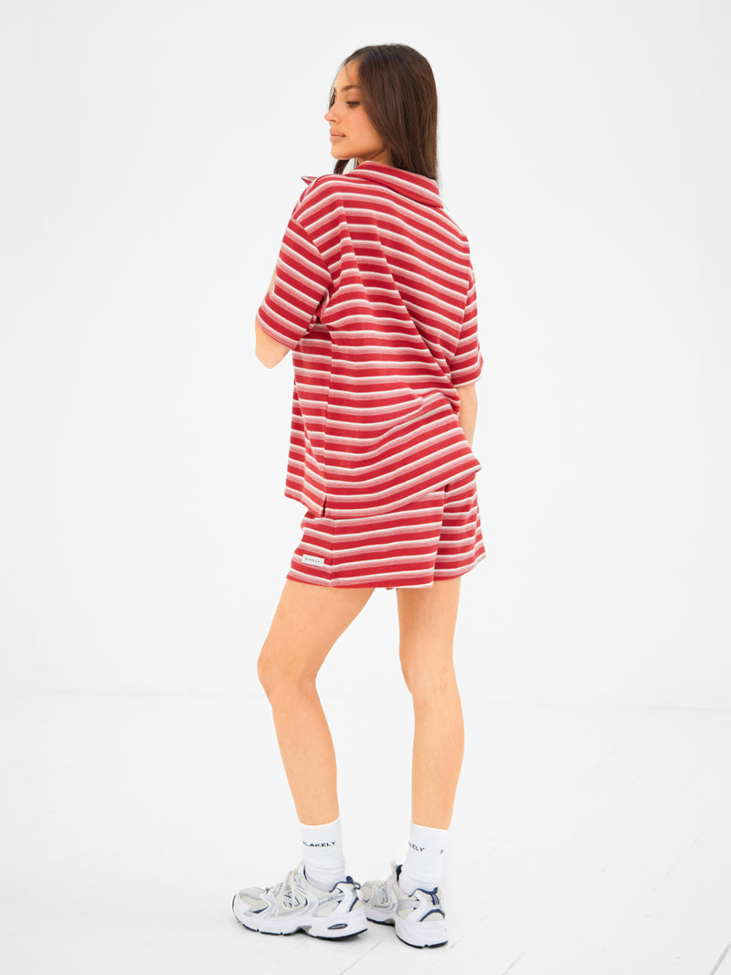 Soft Stripe Waffle Shorts - Roter Streifen