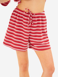 Soft Stripe Waffle Shorts - Rode Streep