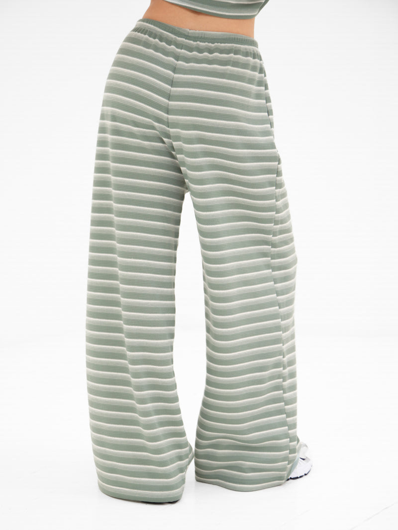 Soft Stripe Waffle Trousers - Groene streep
