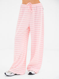 Soft Stripe Waffle Trousers - Rosa Streifen
