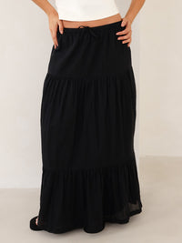 Ava Tiered Maxi Skirt - Schwarz