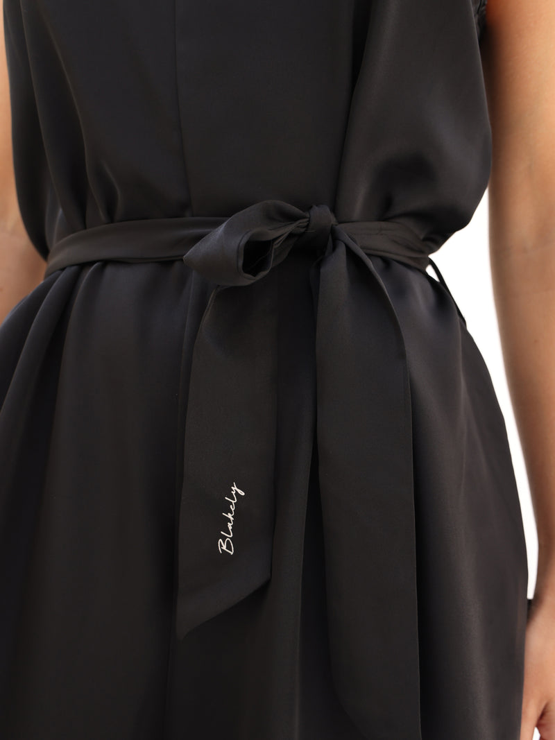 Thalia Satin Jumpsuit - Schwarz
