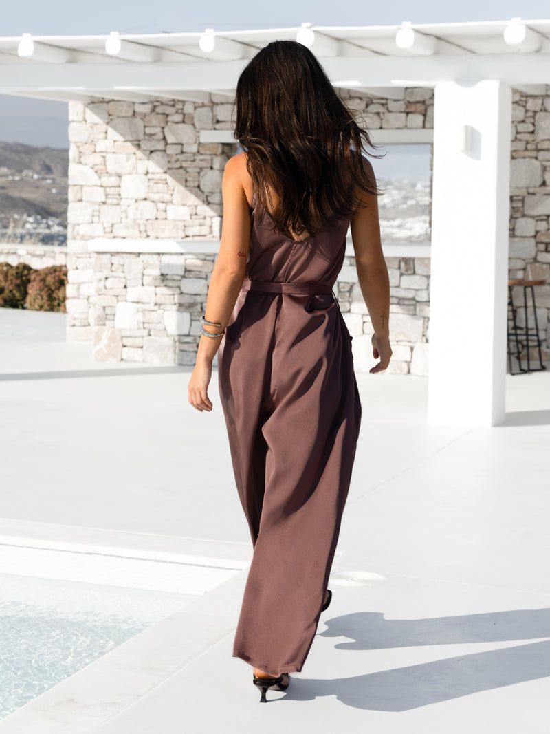 Thalia Satin Jumpsuit - Mauve