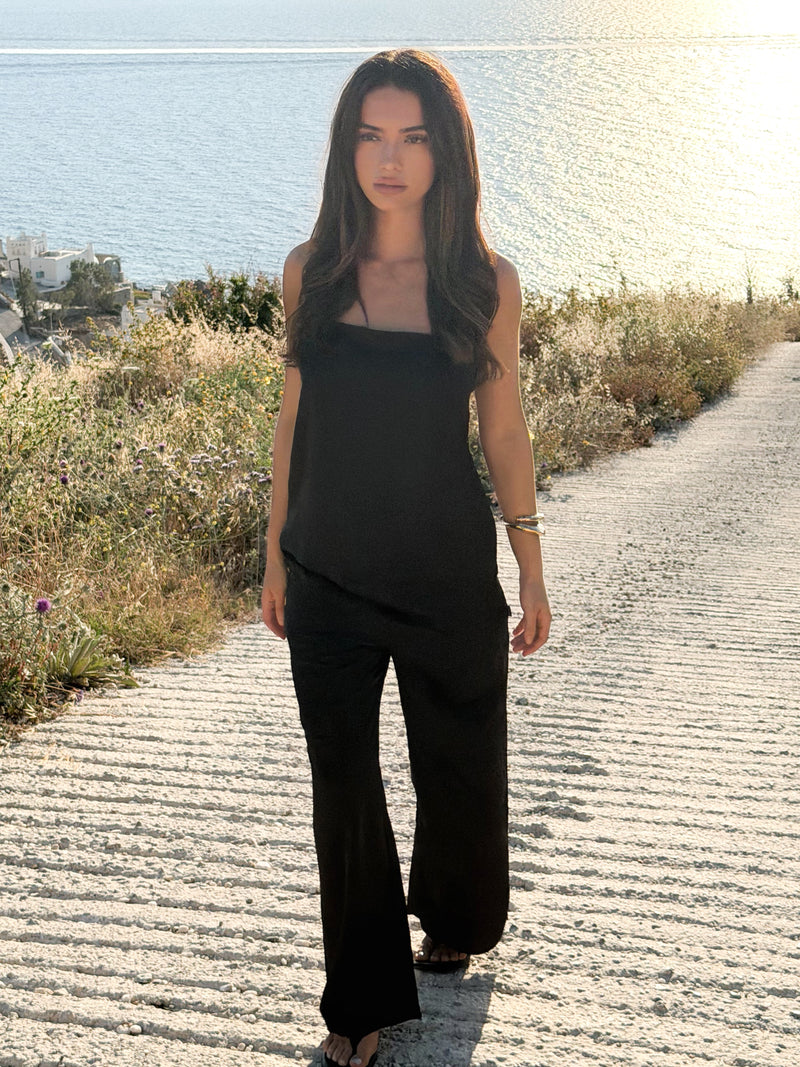 Thalia Satin Vest - Schwarz