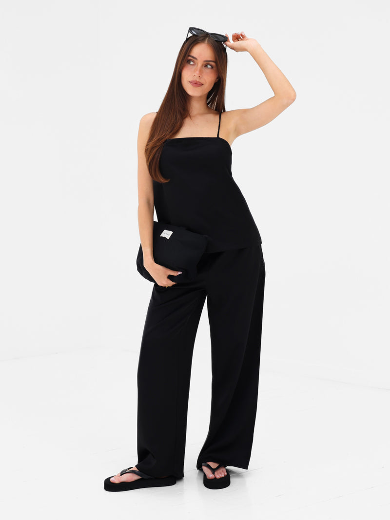 Thalia Satin Vest - Schwarz