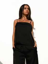 Thalia Satin Vest - Zwart