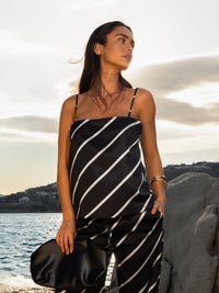 Thalia Satin Vest - Zwarte streep