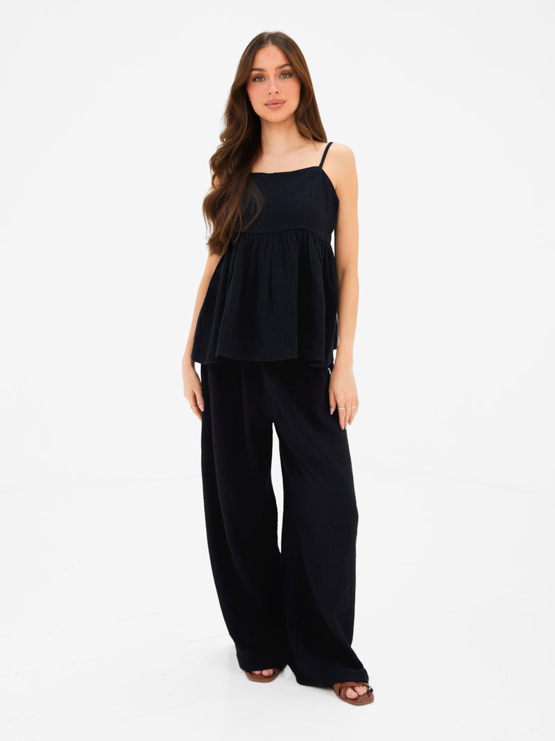Mila Peplum Top - Black