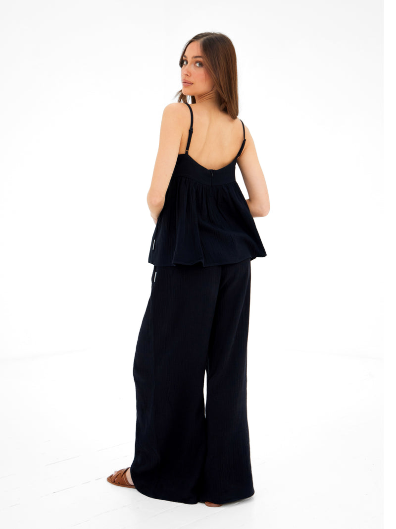 Mila Peplum Top - Black