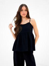 Mila Peplum Top - Noire