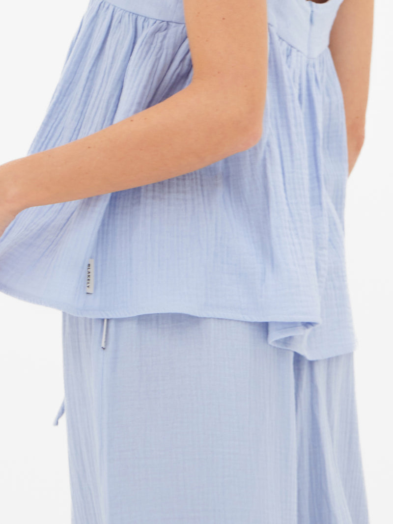 Mila Peplum Top - Sommerblau