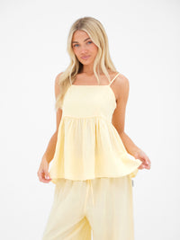 Mila Peplum Top - Jaune Beurre