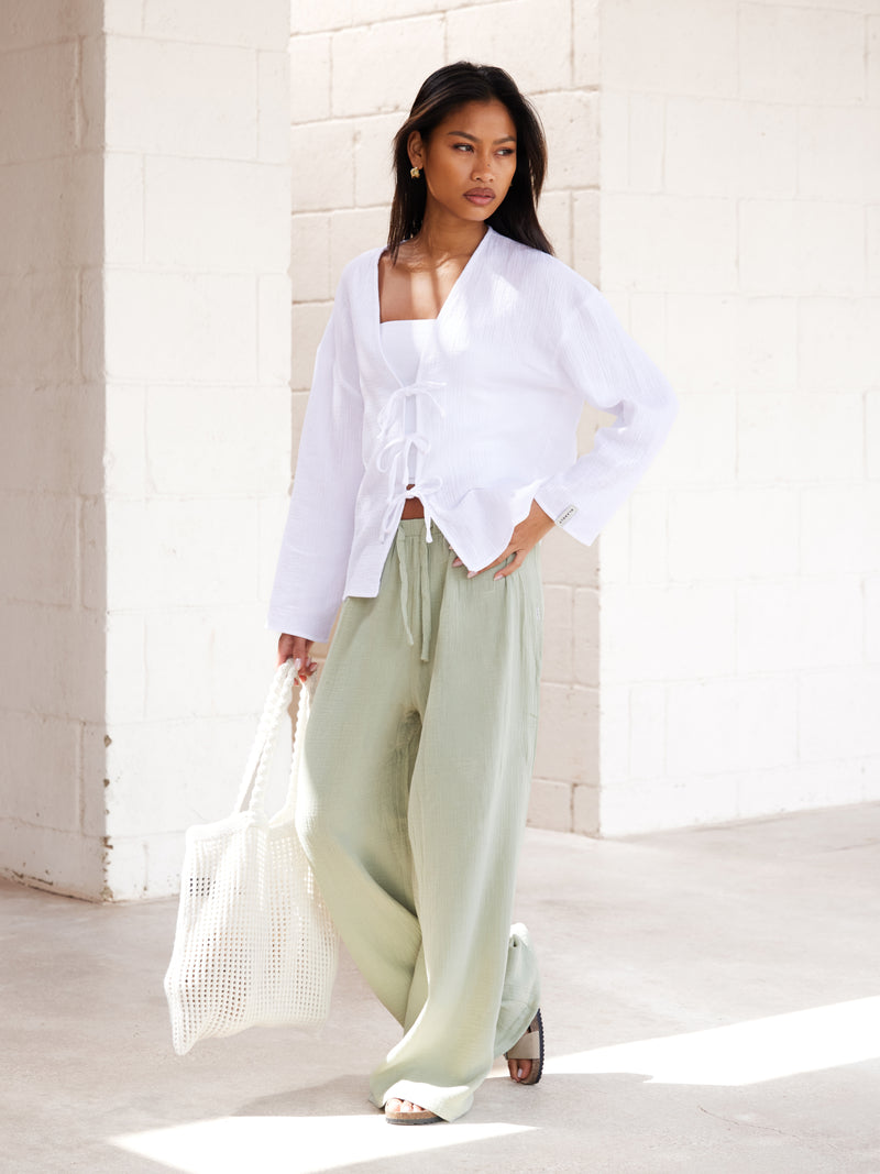 Mila Tie Up Top - White