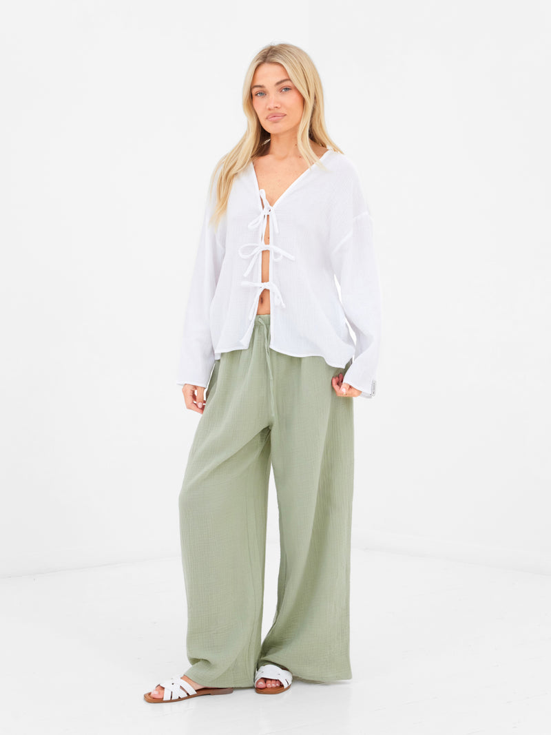 Mila Tie Up Top - White
