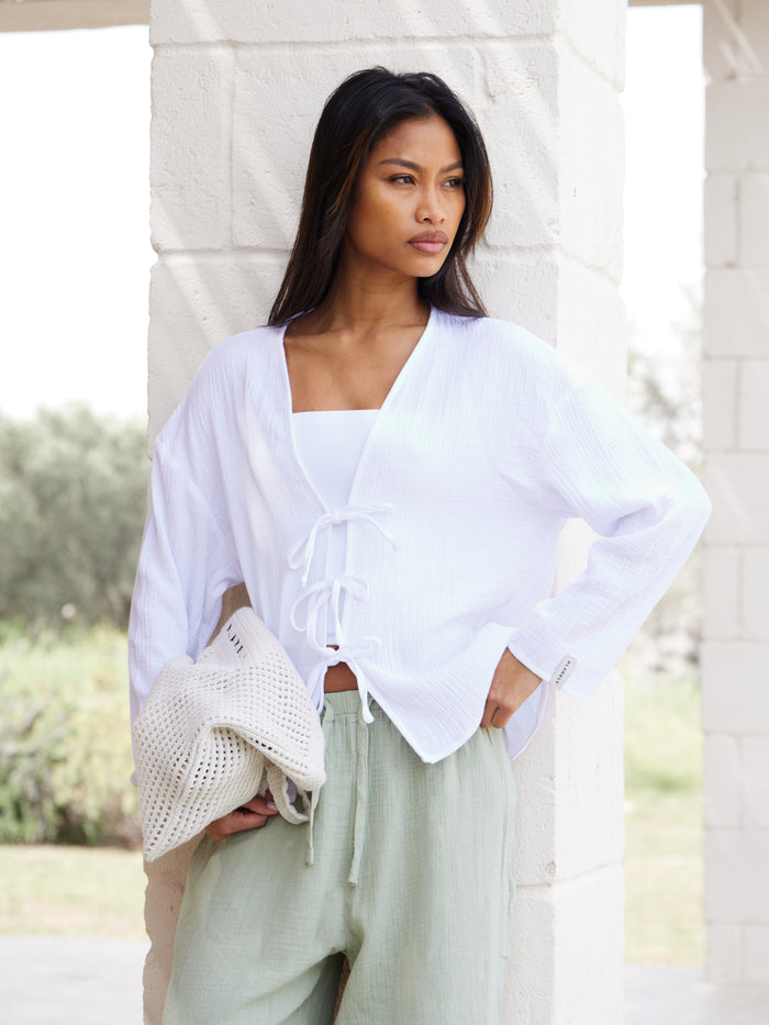 Mila Tie Up Top - White