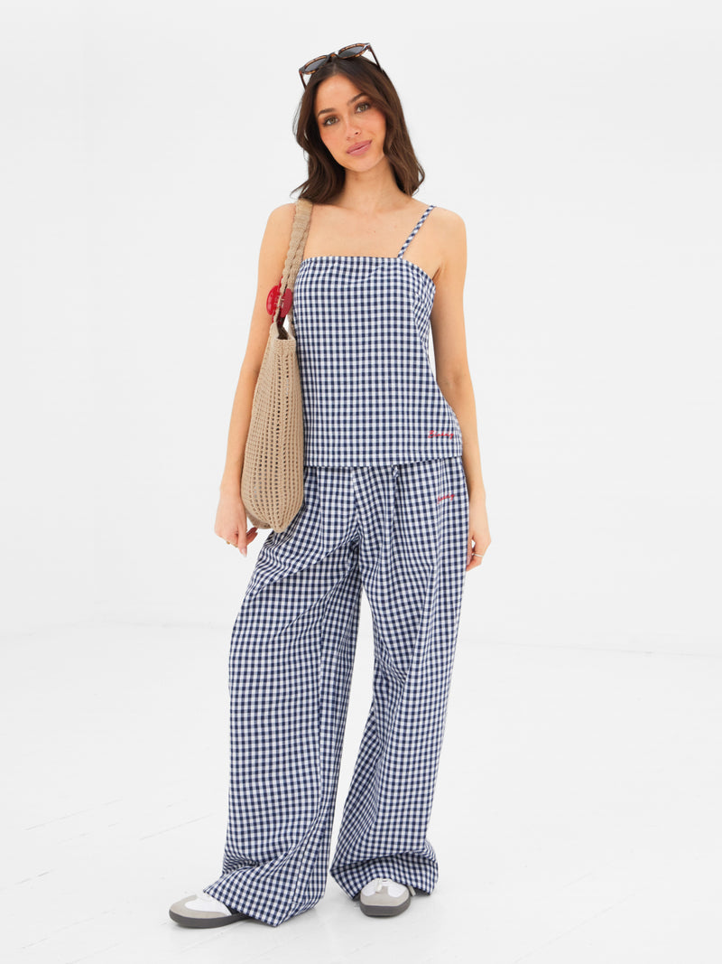 Lottie Gingham Cami Top - Marine