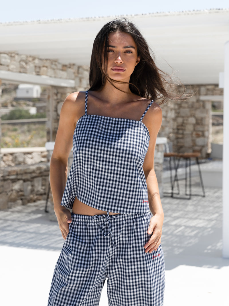 Lottie Gingham Cami Top - Marine