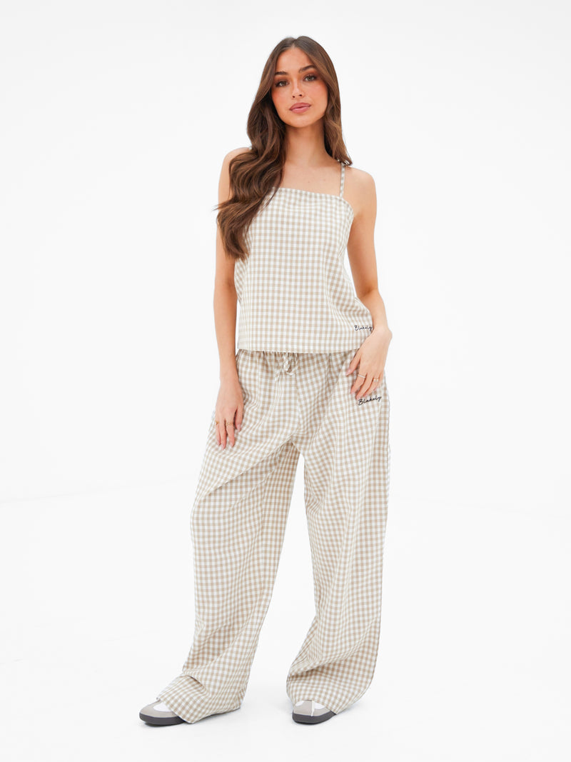 Lottie Gingham Cami Top - Bräunen