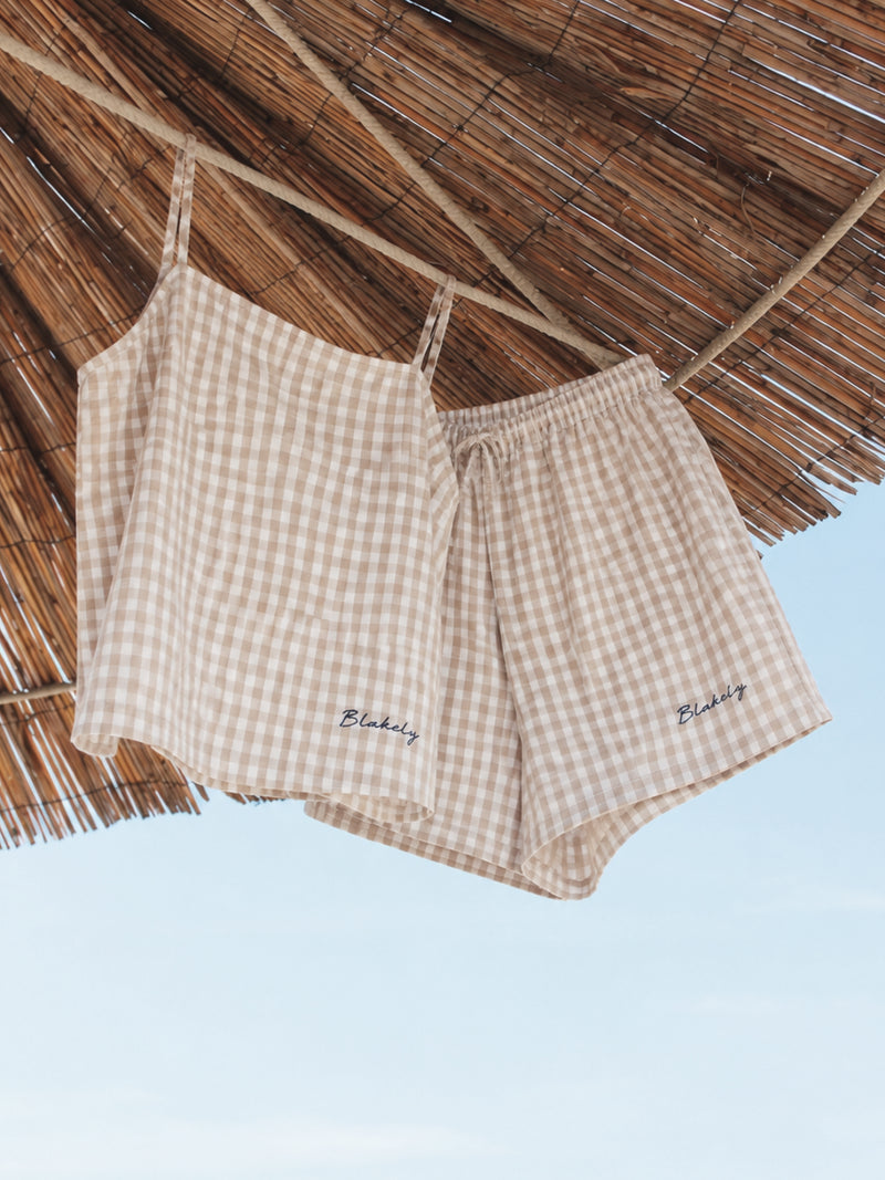 Lottie Gingham Cami Top - Bräunen